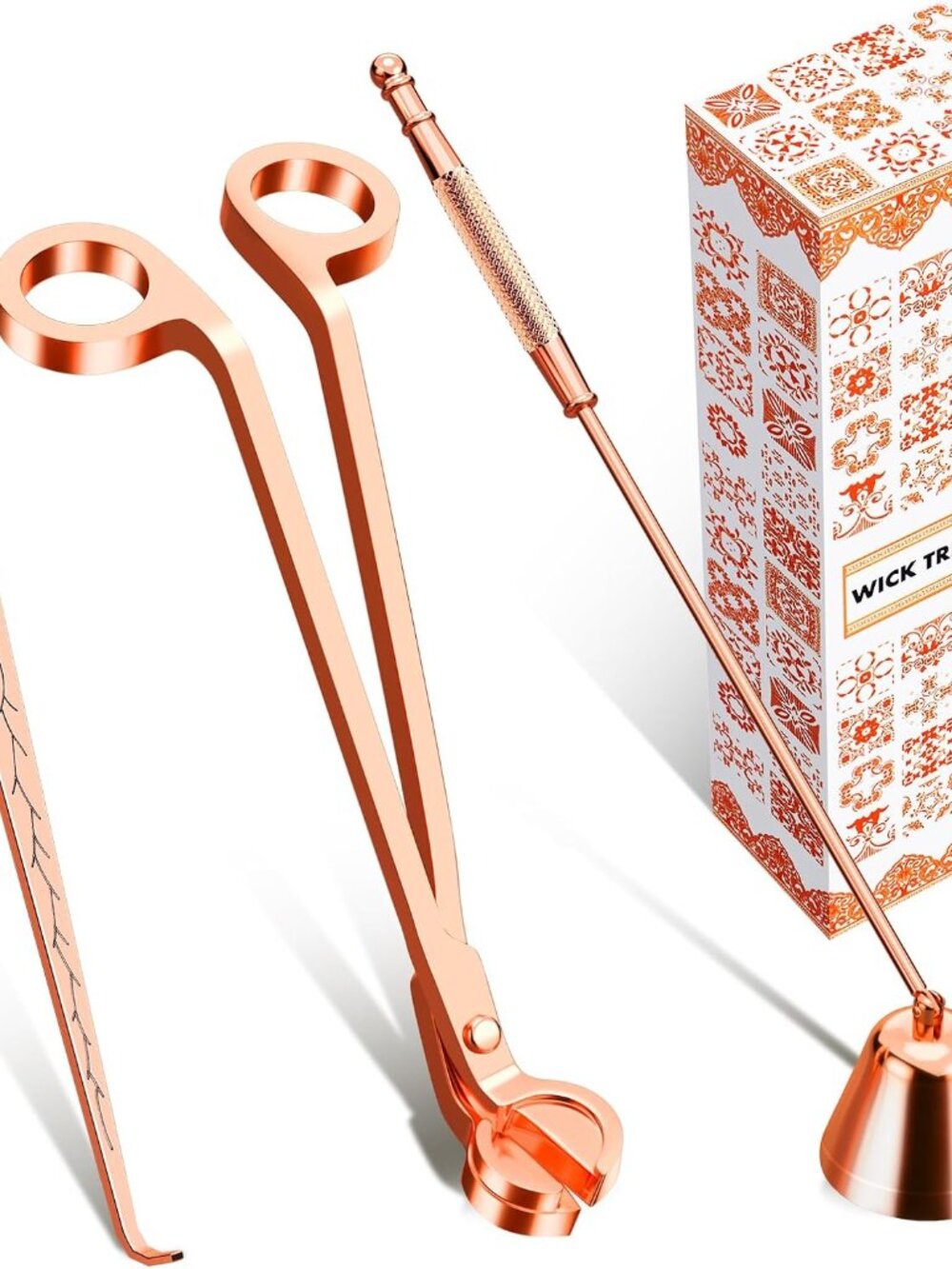 3 in 1 Candle Care Kit - Wick Trimmer, Snuffer & Dipper Set Rose Gold